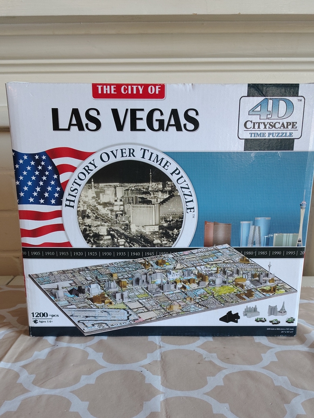 4D Cityscape Las Vegas 1200-Piece History Over Time Puzzle - Blue/White/Red